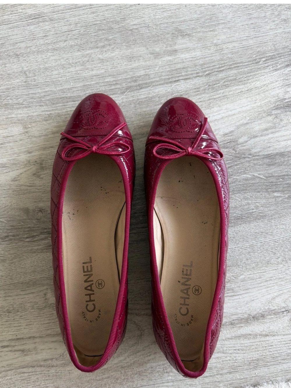 Chanel Red Patent Ballet Flats Size 40 EUC